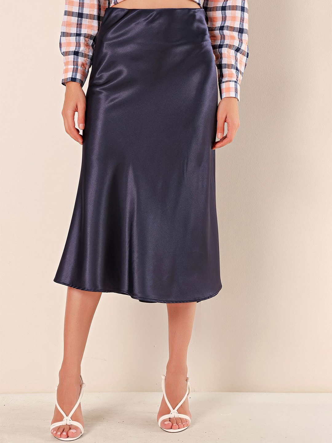 

BIGDART A-Line Midi Skirts, Navy blue