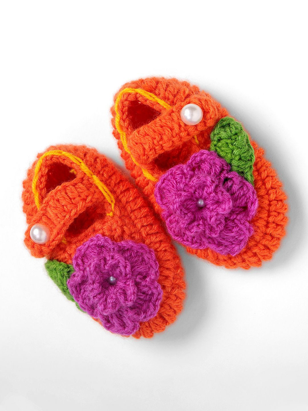 

The Original Knit Unisex Kids Acrylic Booties, Orange