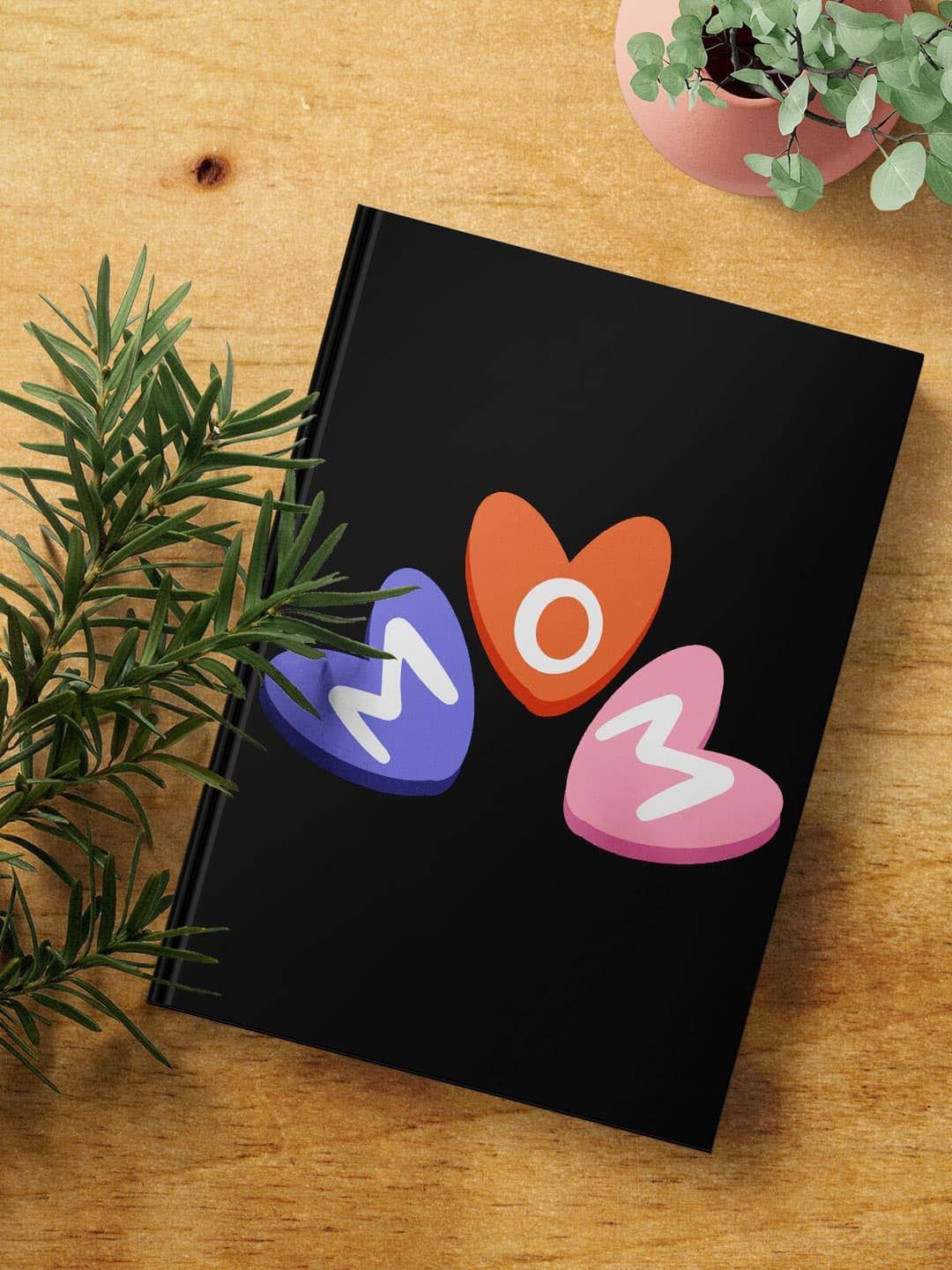 

macmerise Heart Mom Printed Hard Cover A5 Ruled Notebook, Black