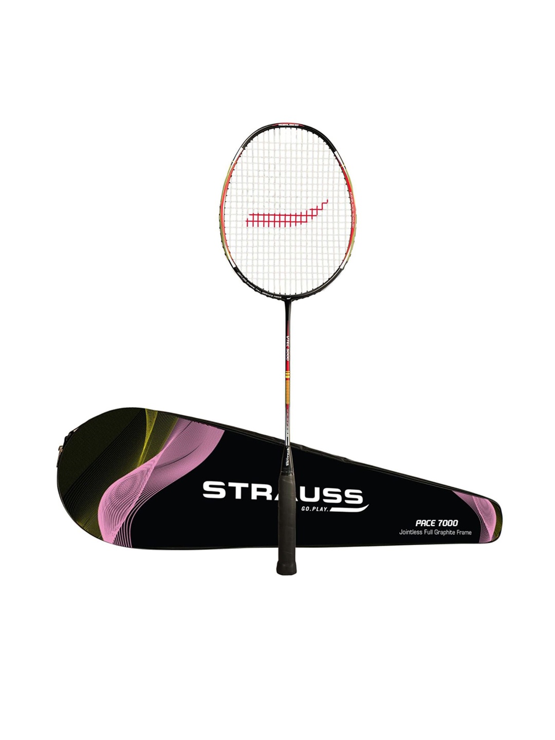 

STRAUSS Pace-7000 Graphite Light-Weight Badminton Racquets, Red