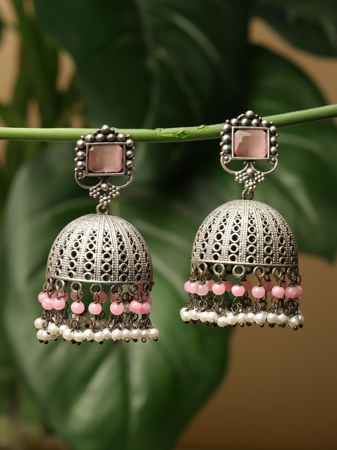 

Fabindia Artificial Beads Dome Shape Jhumkas, Silver