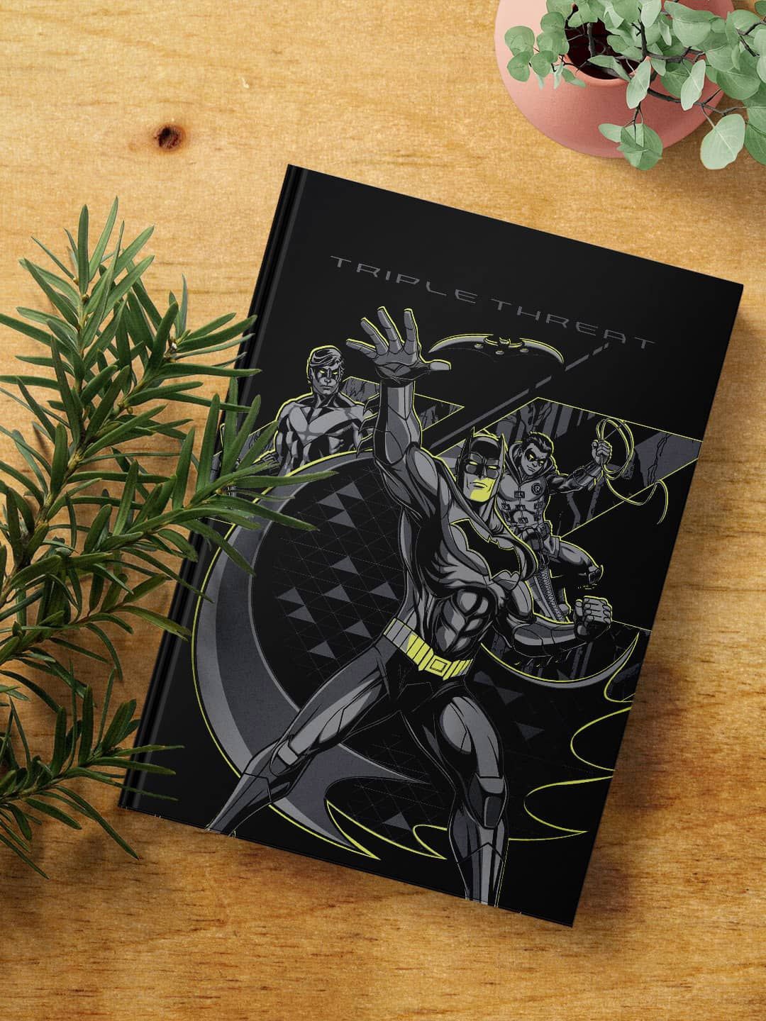 

macmerise Batman Triple threat Printed Hard Cover A5 Ruled Notebook, Black