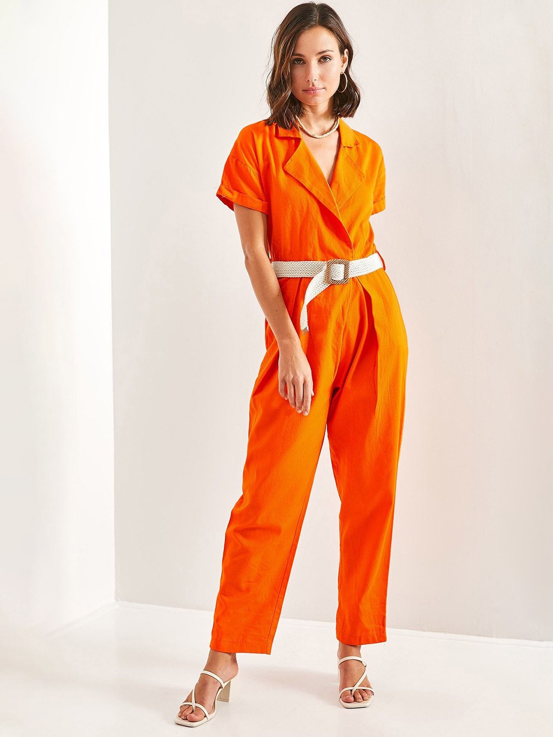 

BIANCO LUCCI Women Solid Basic Jumpsuit, Orange