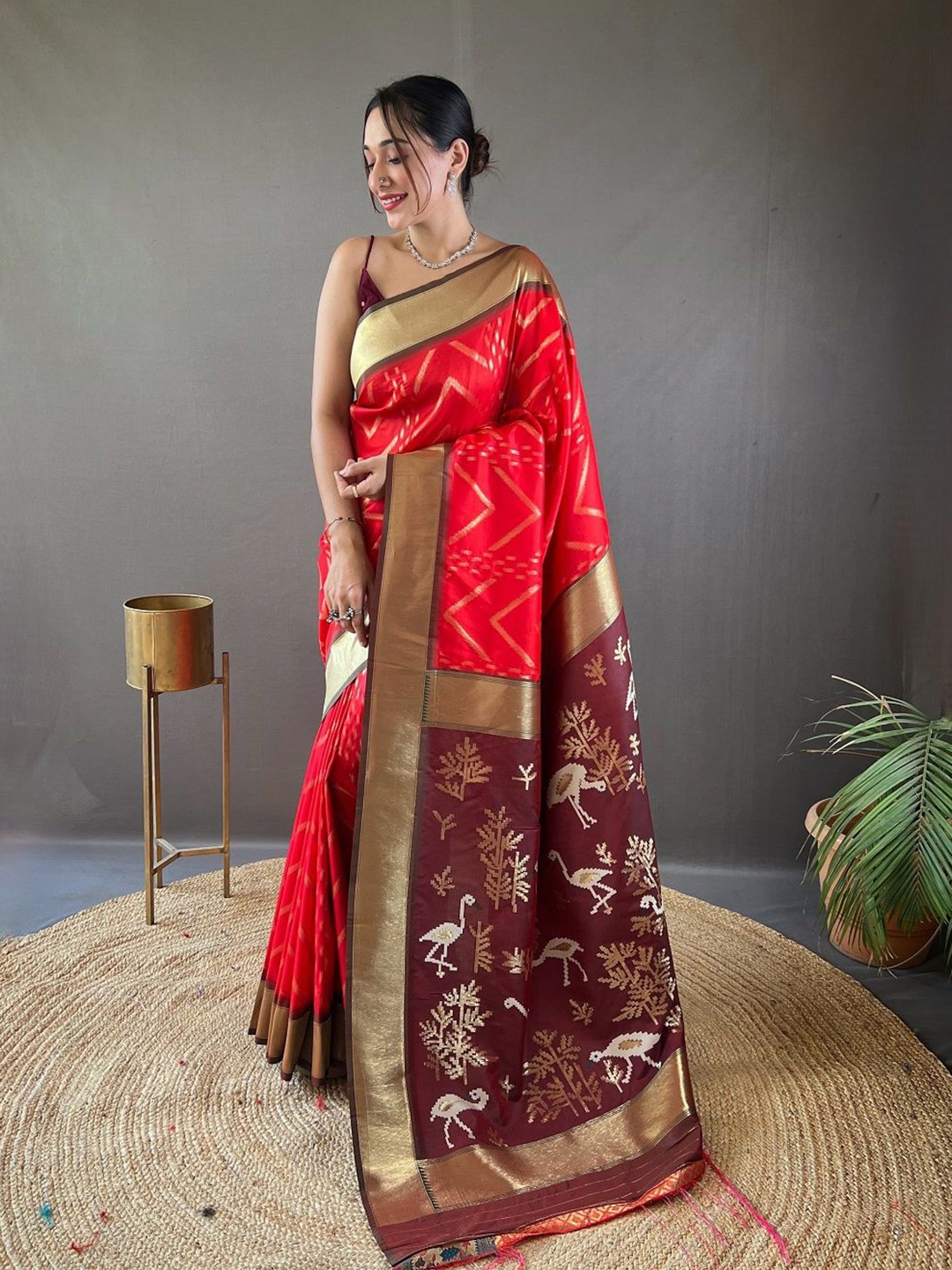 

SGF11 Woven Design Zari Saree, Red