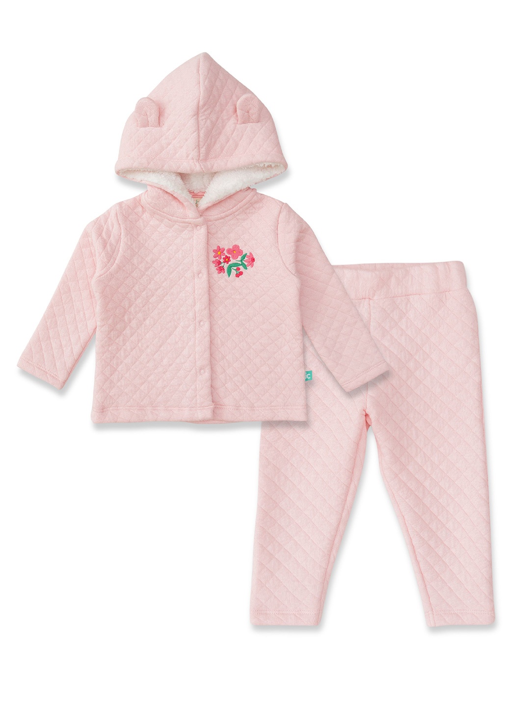 

BAESD Infants Girls Quilted Hooded Jacket With Trousers, Pink