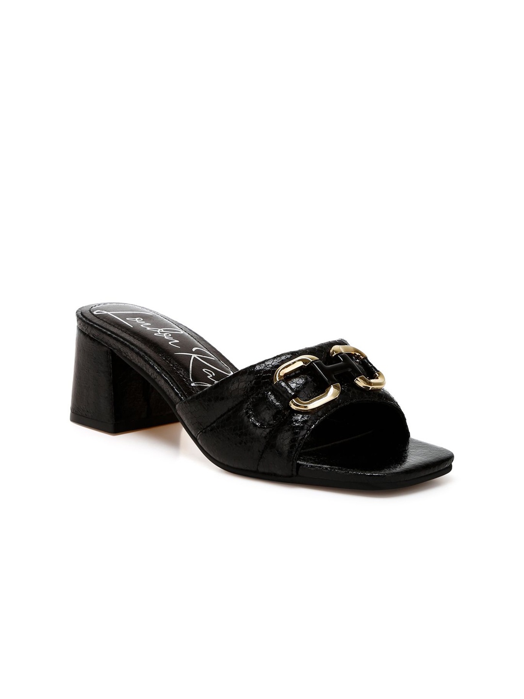 

London Rag Women Leather Block Heels Sandals, Black