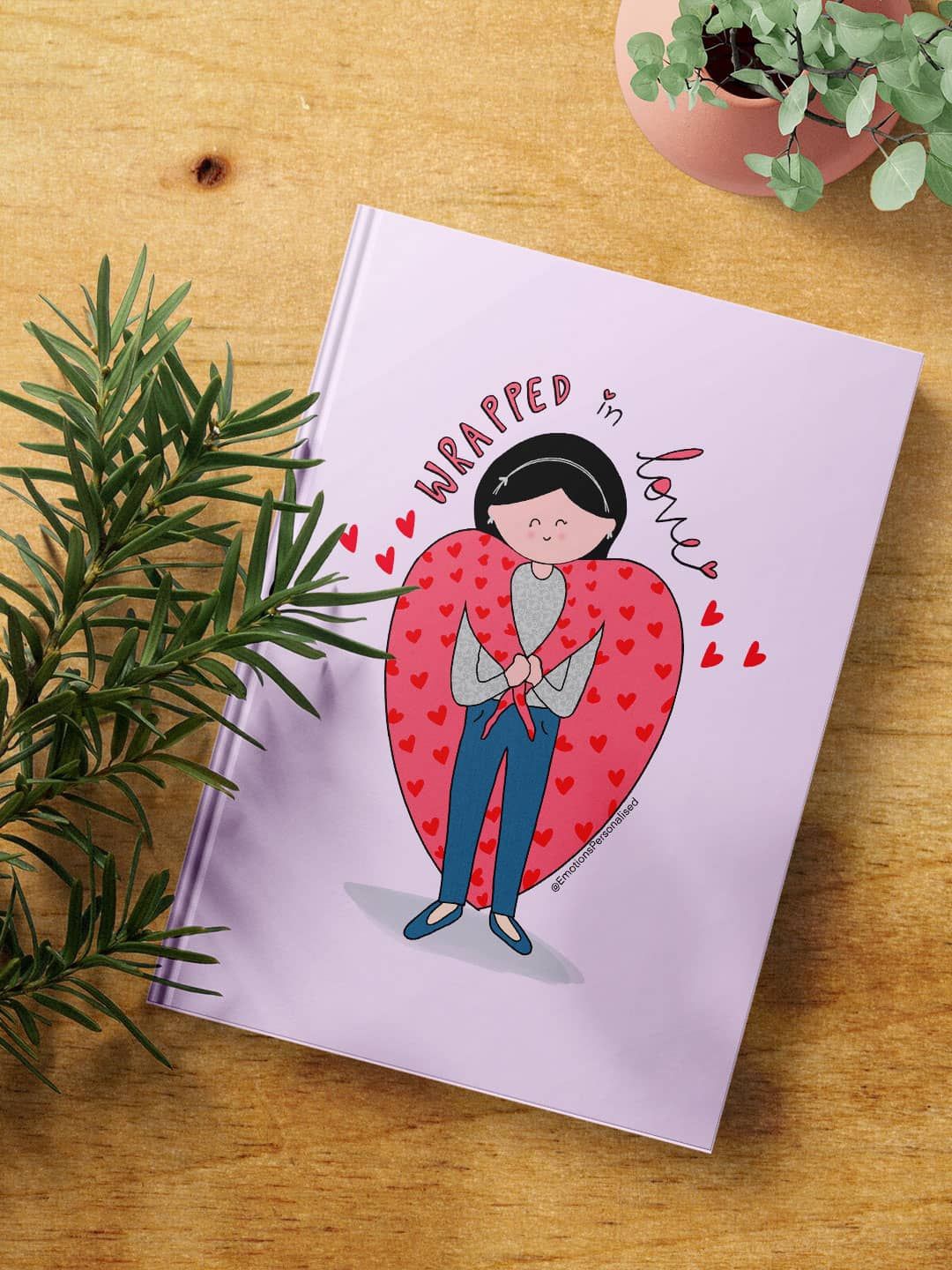 

macmerise Wrapped in Love Printed Hard Cover A5 Ruled Notebook, Purple