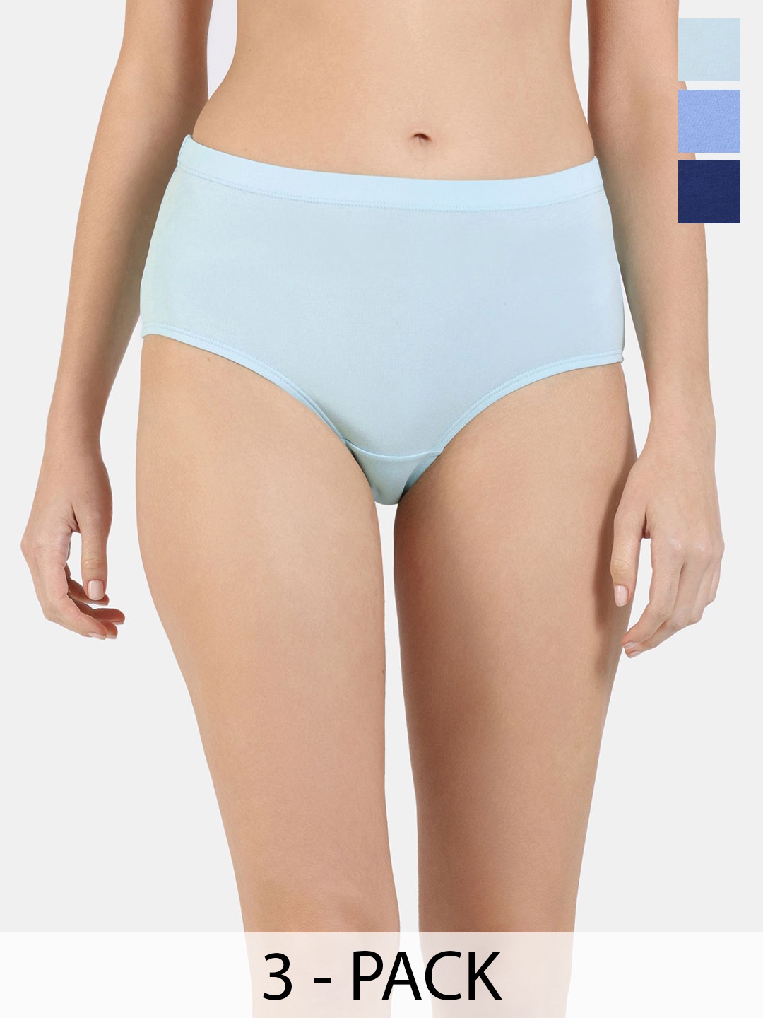 

Zivame Women Solid Pack Of 3 High-Rise Hipster Briefs, Blue