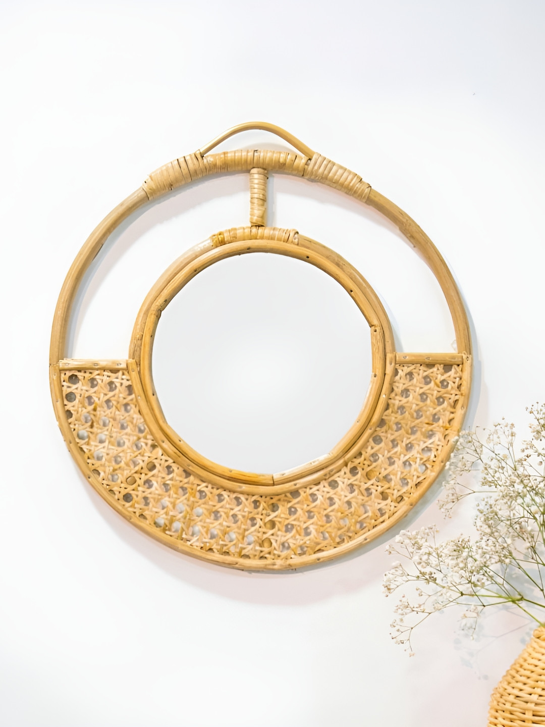 

AJAARA Aadikrit Beige Round Jaal Wall Mirrors