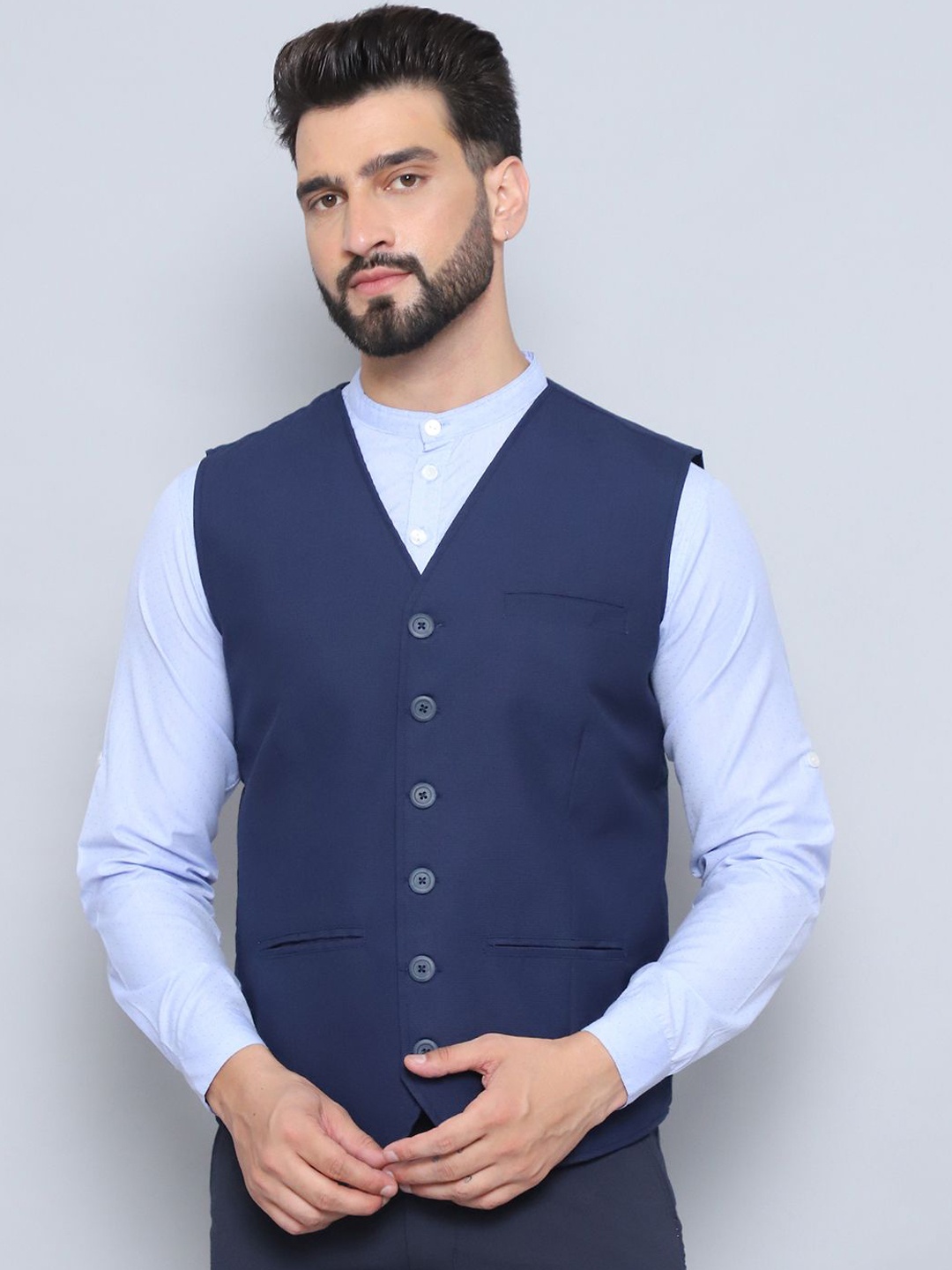

even Woven Formal Waistcoat, Navy blue