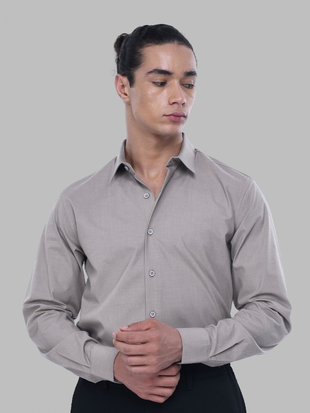 

Tailoraedge Men Spread Collar Solid Formal Shirt, Grey