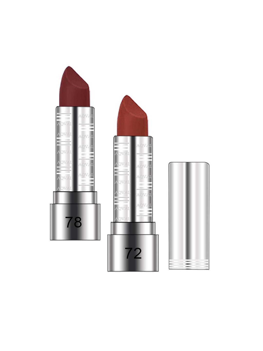 

AQVAL Set Of 2 Long Lasting Bullet Matte Lipstick - 10 g Each - Shades 78 & 72, Brown
