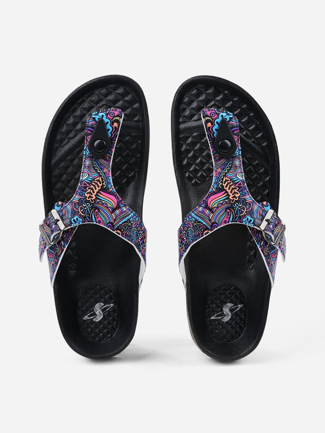 

Solethreads Women Printed Thong Flip-Flops, Navy blue