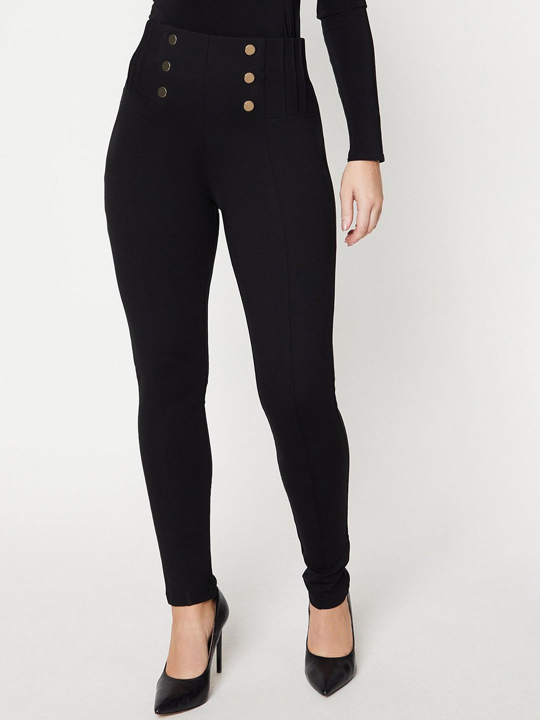 

DOROTHY PERKINS High Waist Embellished Jeggings, Black