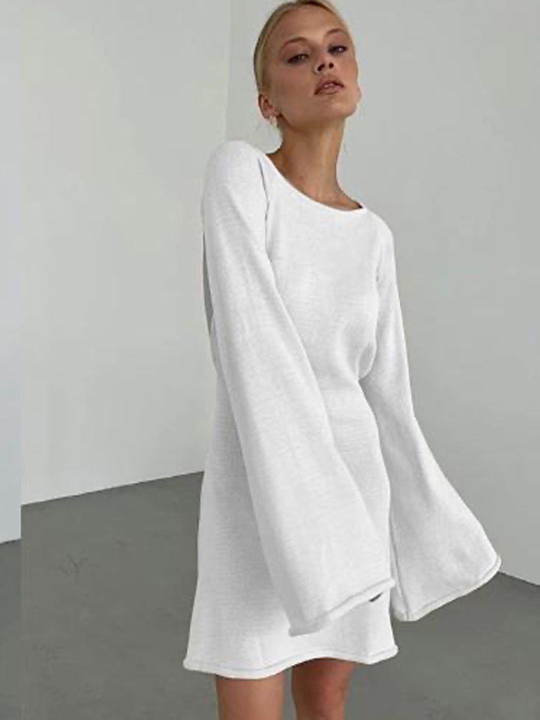

StyleCast Bell Sleeves Georgette A-Line Dress, White