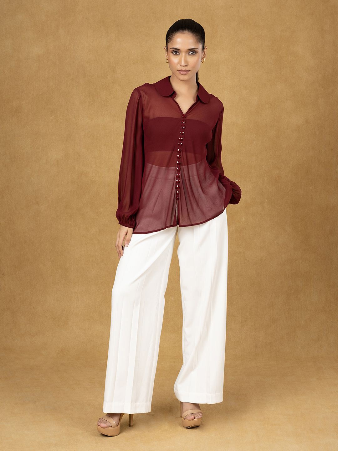 

PowerSutra Shirt Style Top, Maroon