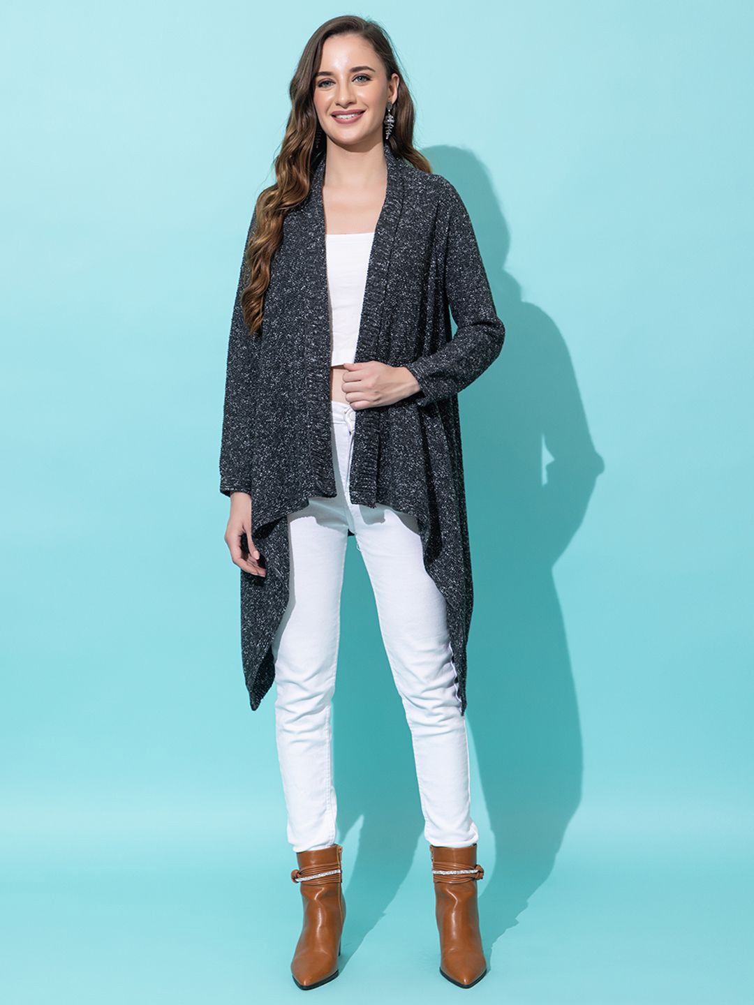 

Anouk Charcoal V-Neck Winter Waterfall Shrug