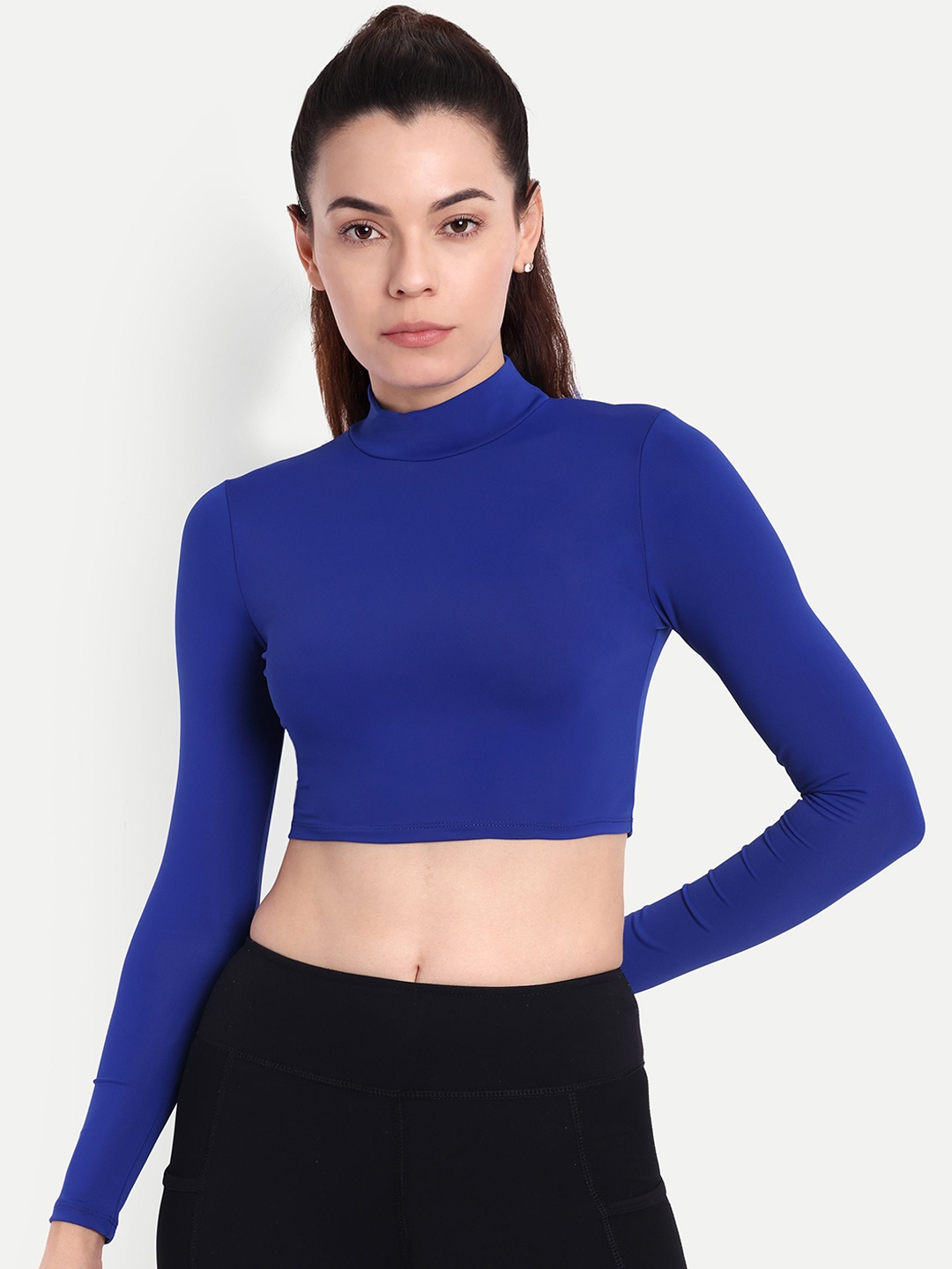 

So What High Neck High-Rise Crop Top & Ankle Length Legging, Blue