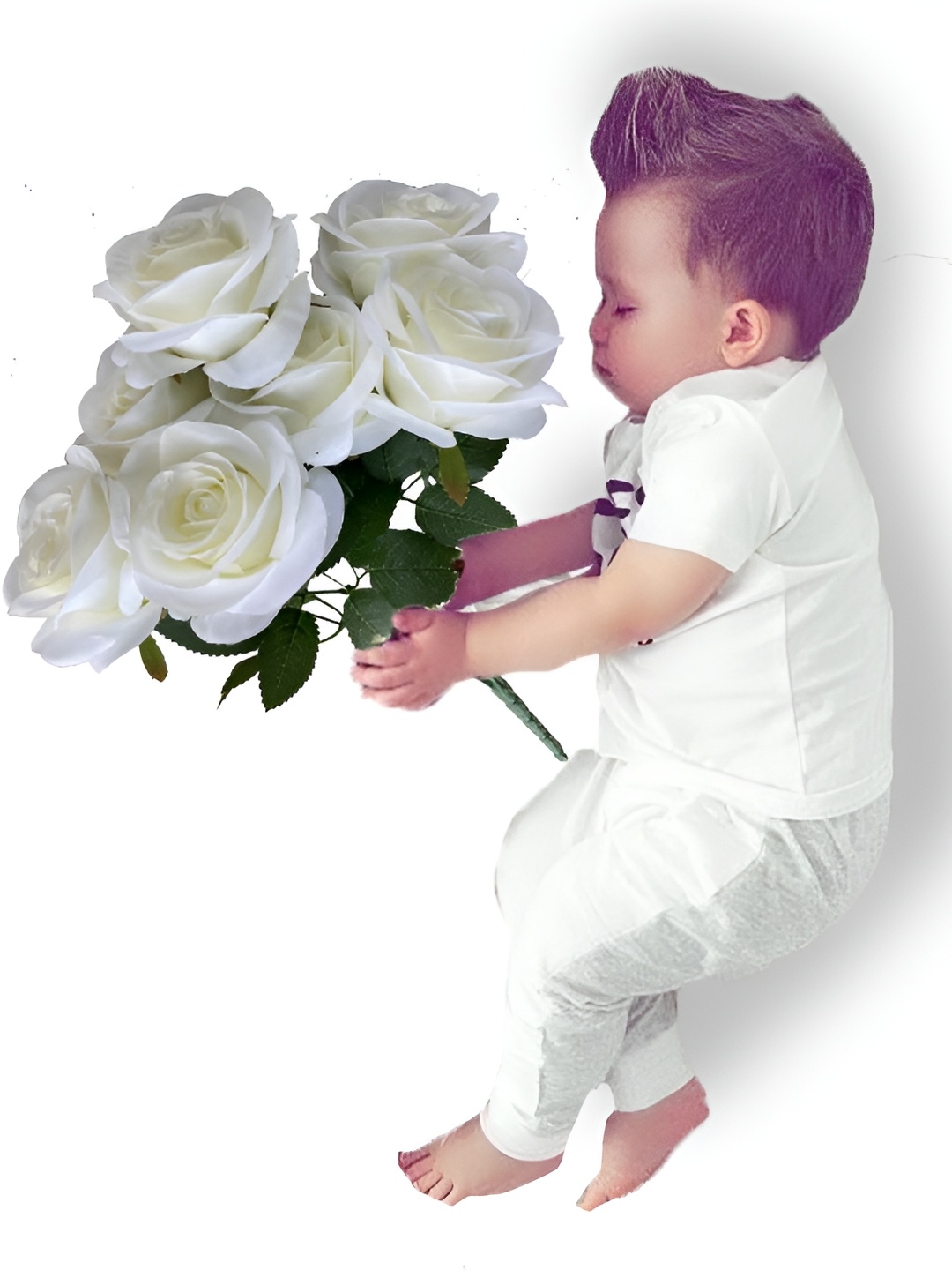 

Babymoon White & Green 7 Head's Artificial Mix Floral Baby Photoshoot Props