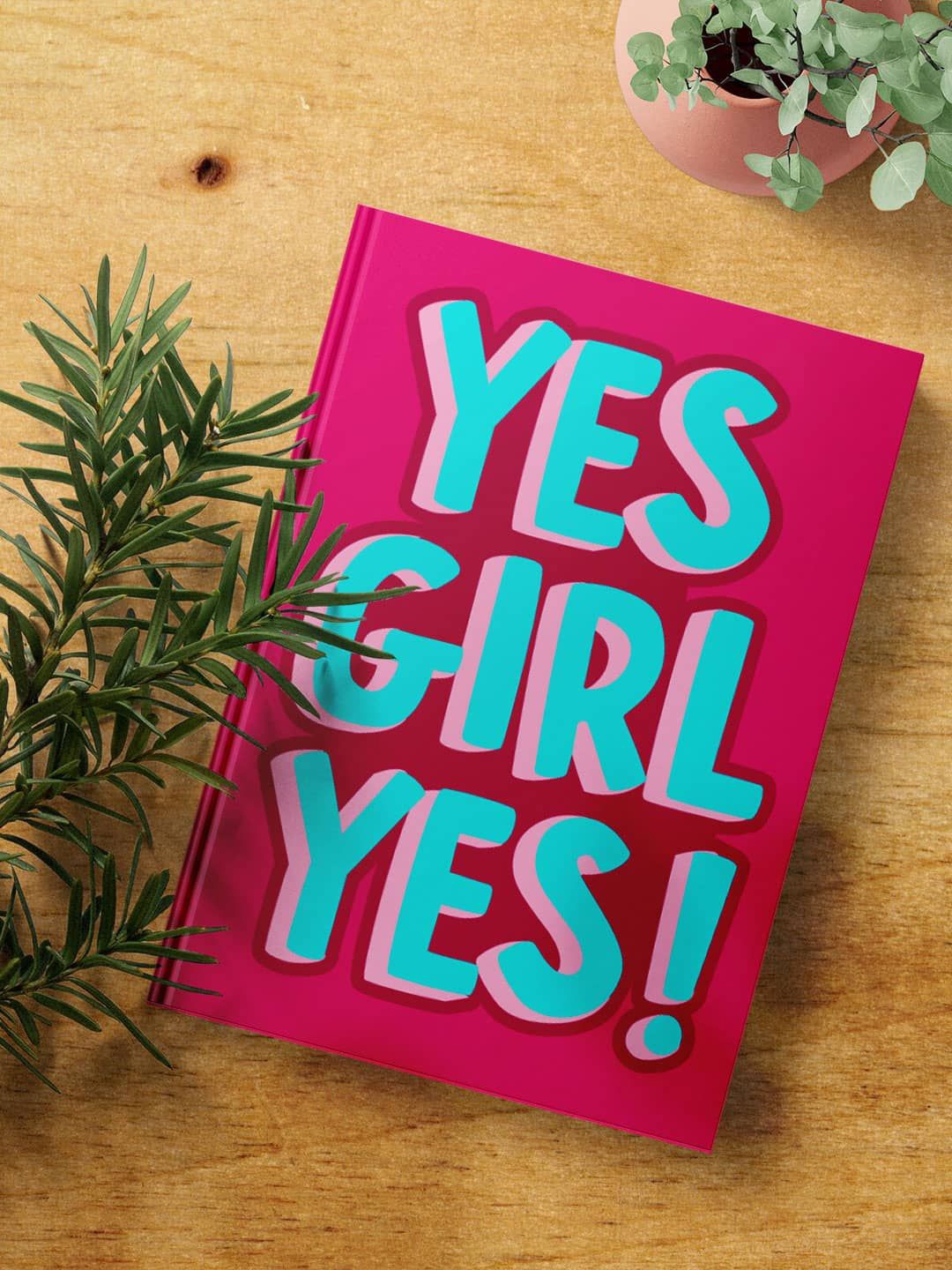 

macmerise Pink & Teal Yes Girl Yes Printed A5 Ruled Notebook