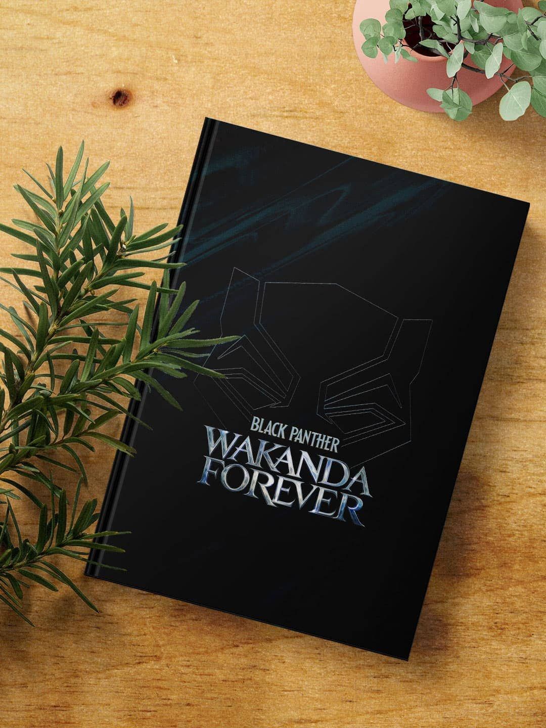 

macmerise Blue & White Wakanda Forever Logo Printed A5 Ruled Notebook, Black
