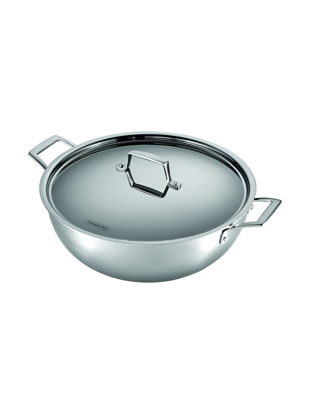 

Tramontina Aeion Non toxic Triply Stainless Steel Deep Kadai with Lid 8.0 L, Silver