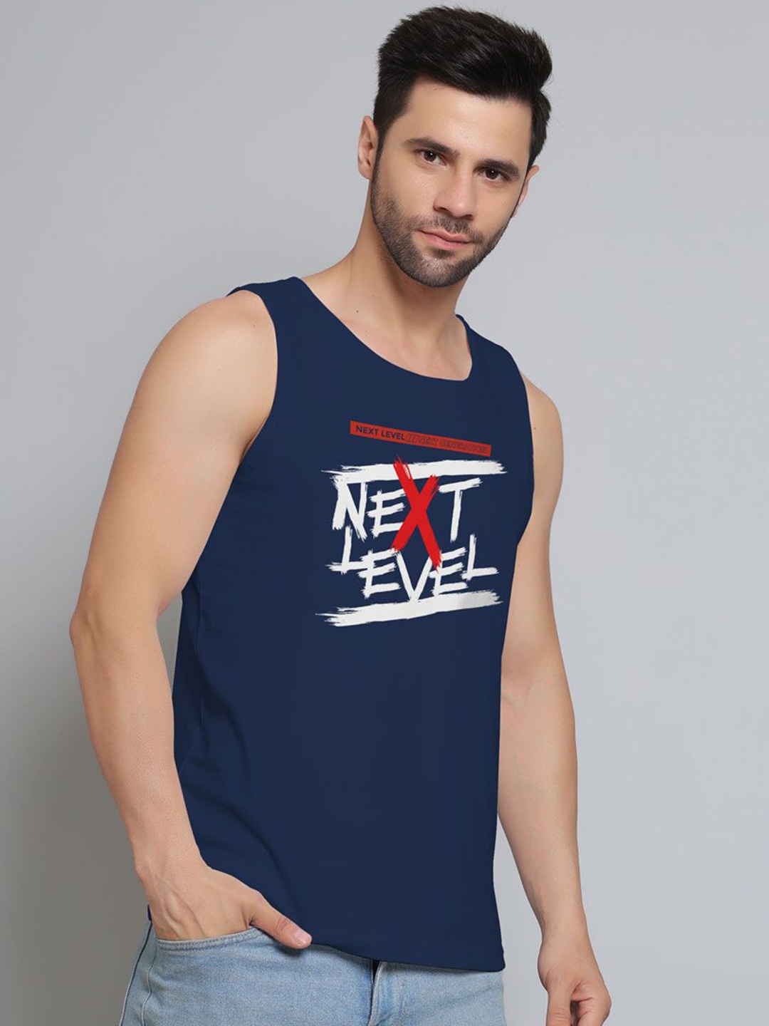 

DAB SHARK Printed Innerwear Vests, Navy blue