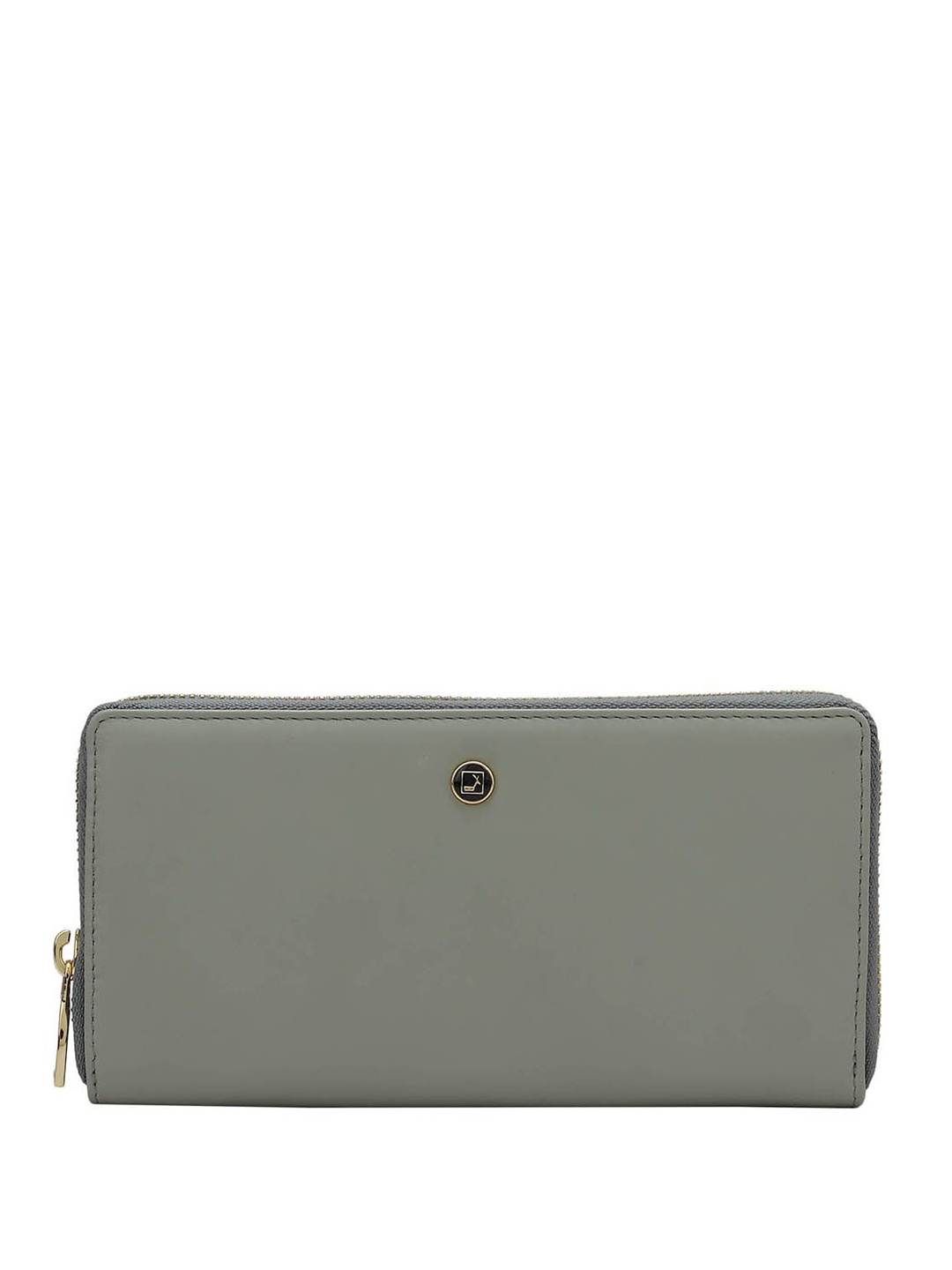 

Da Milano Women Textured Zip Detail Leather Zip Around Wallet, Grey