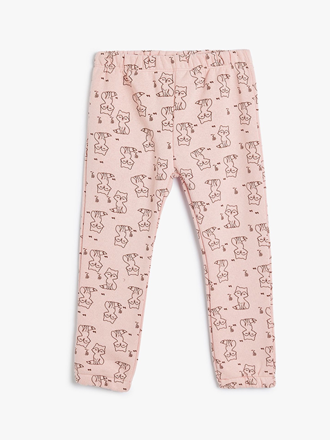 

Koton Girls Animal Printed Cotton Mid Rise Joggers, Pink