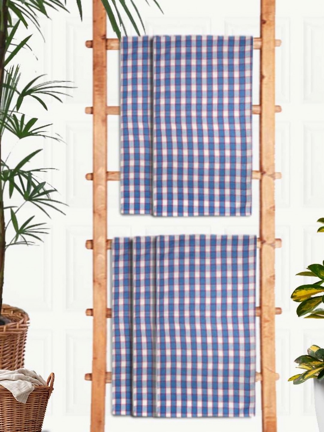 

Aura Blue & White 5 Pieces Printed Cotton 210 GSM Bath Towel