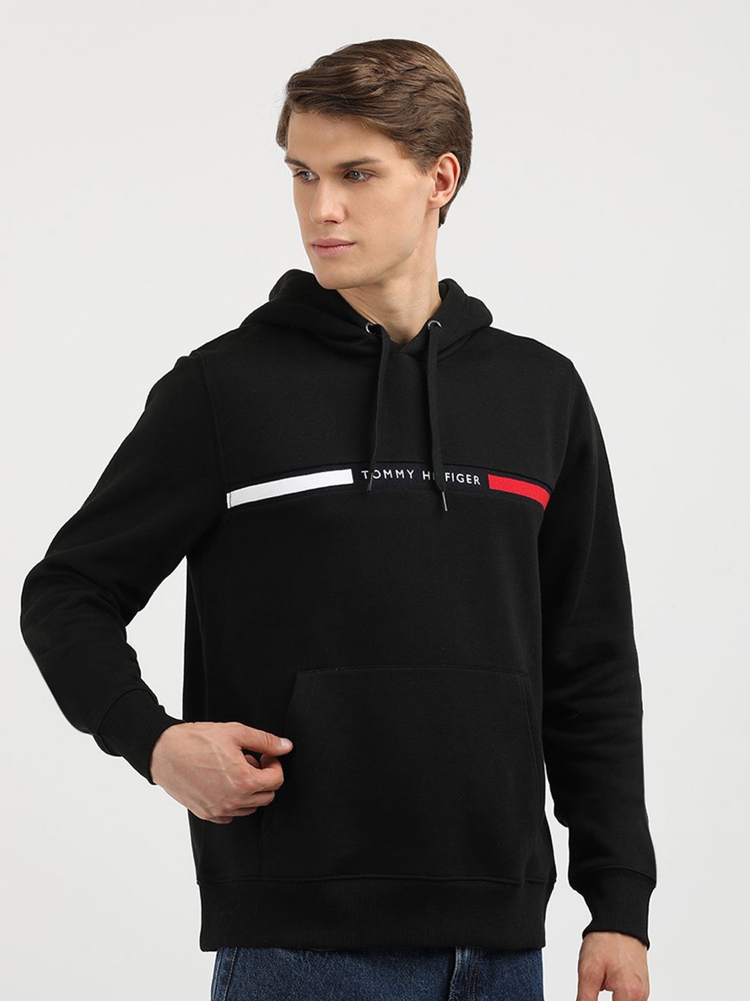 

Tommy Hilfiger Men Graphic Printed Hooded Sweatshirt, Black