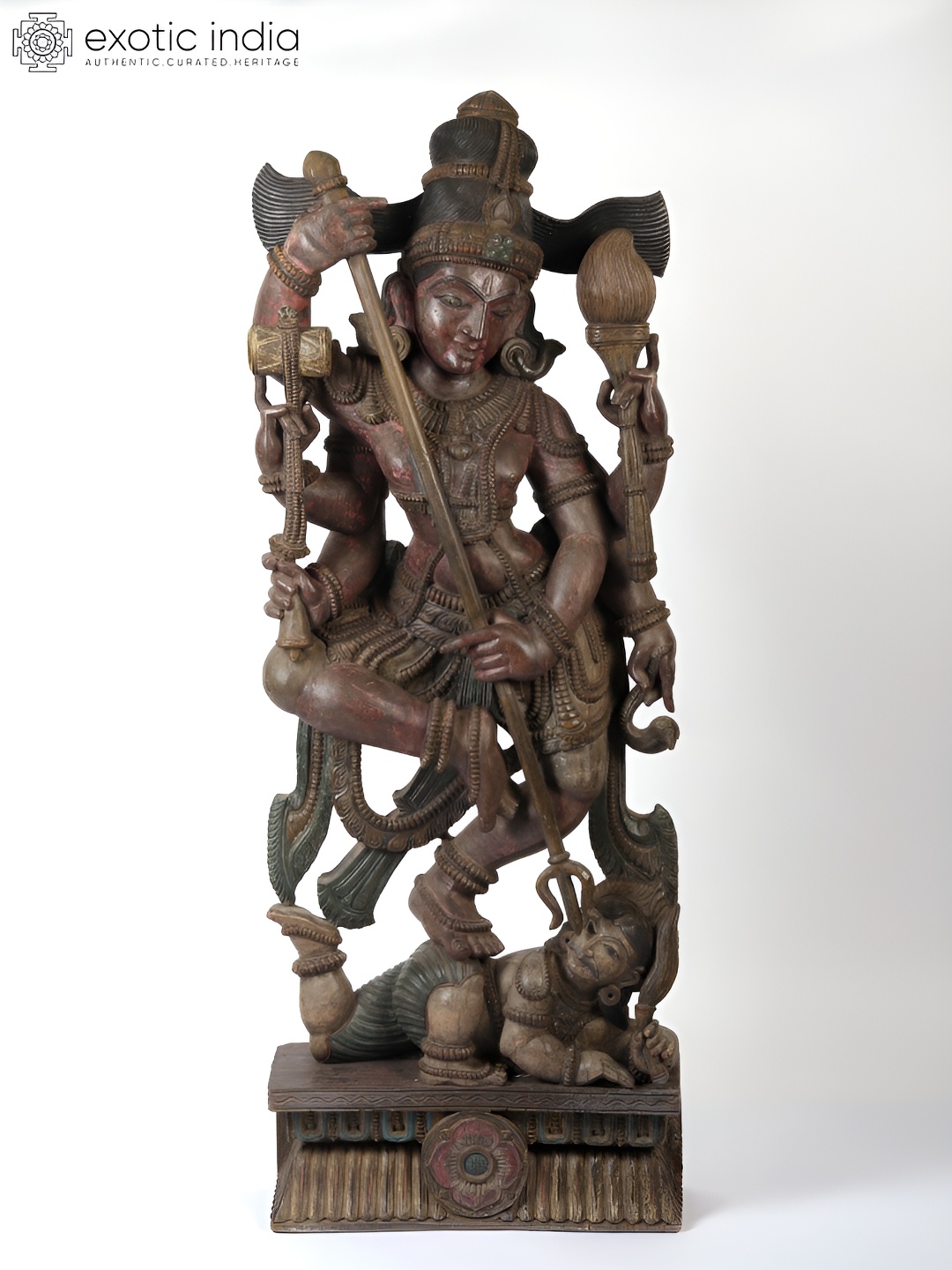 

Exotic India Brown Lord Nataraja Religious Wooden Idol Showpiece