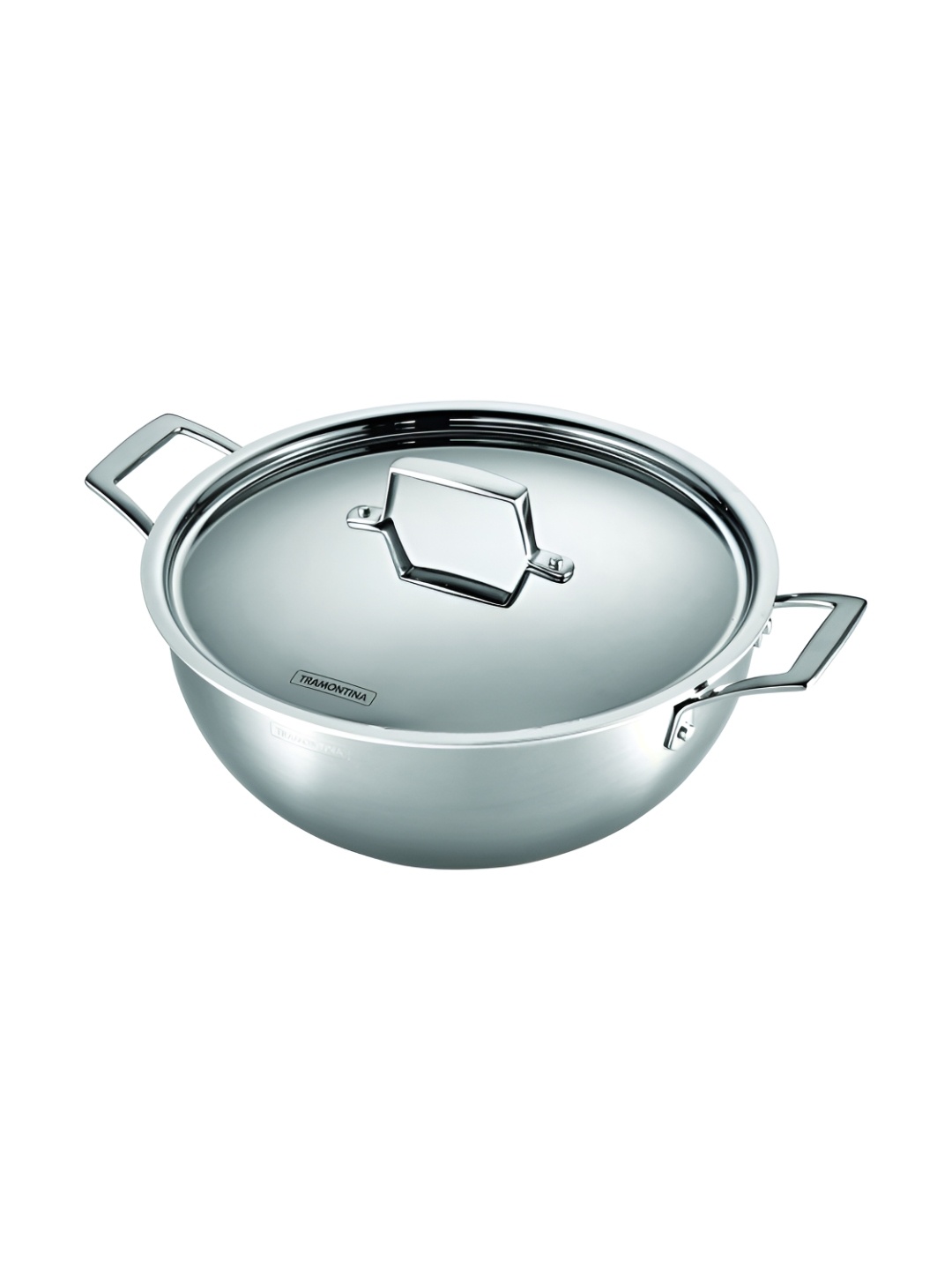 

Tramontina Aeion Non toxic Triply Stainless Steel Deep Kadai with Lid 5.9 L,, Silver