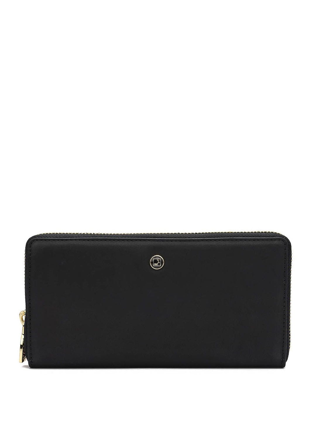 

Da Milano Women Leather Zip Around Wallet, Black