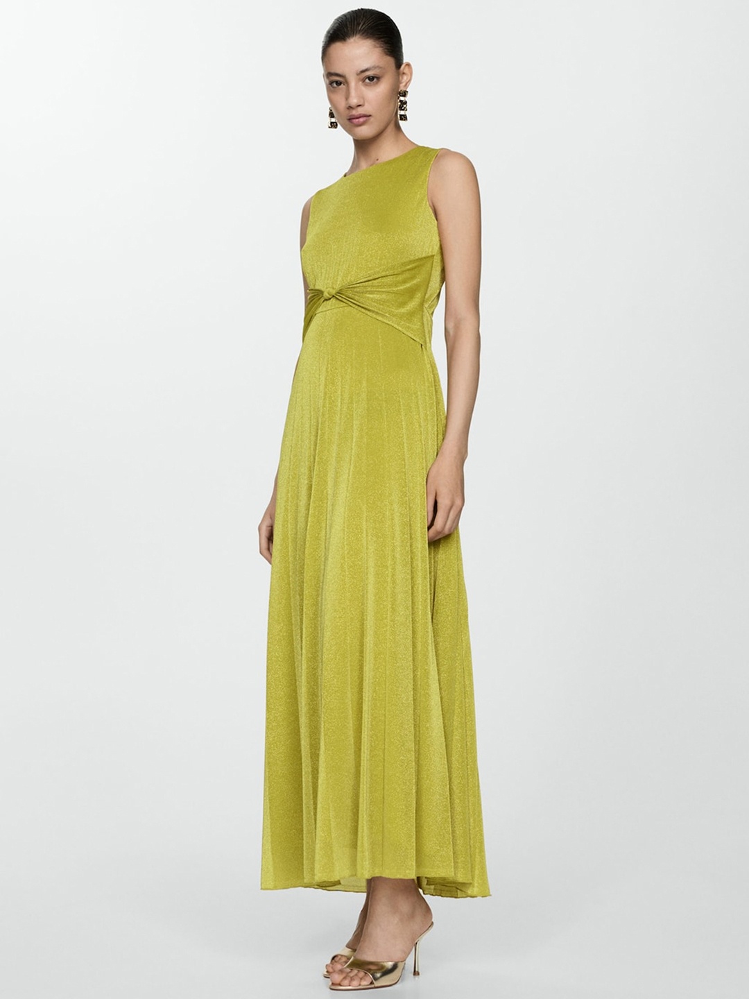 

MANGO Twisted Front Maxi Dress, Lime green
