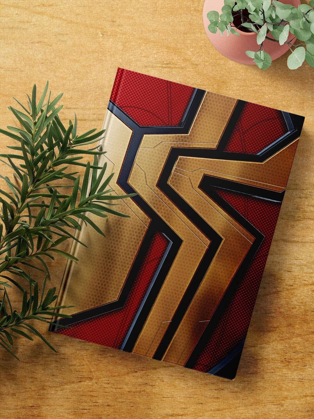 

macmerise Integrated Spider Logo Printed Hard Cover A5 Ruled Notebook, Red