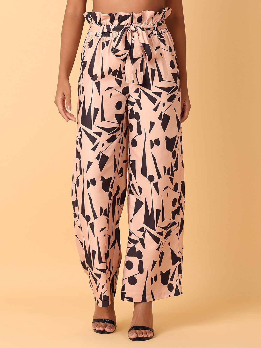 

UNLIMITED Women Printed Flared Palazzos, Brown