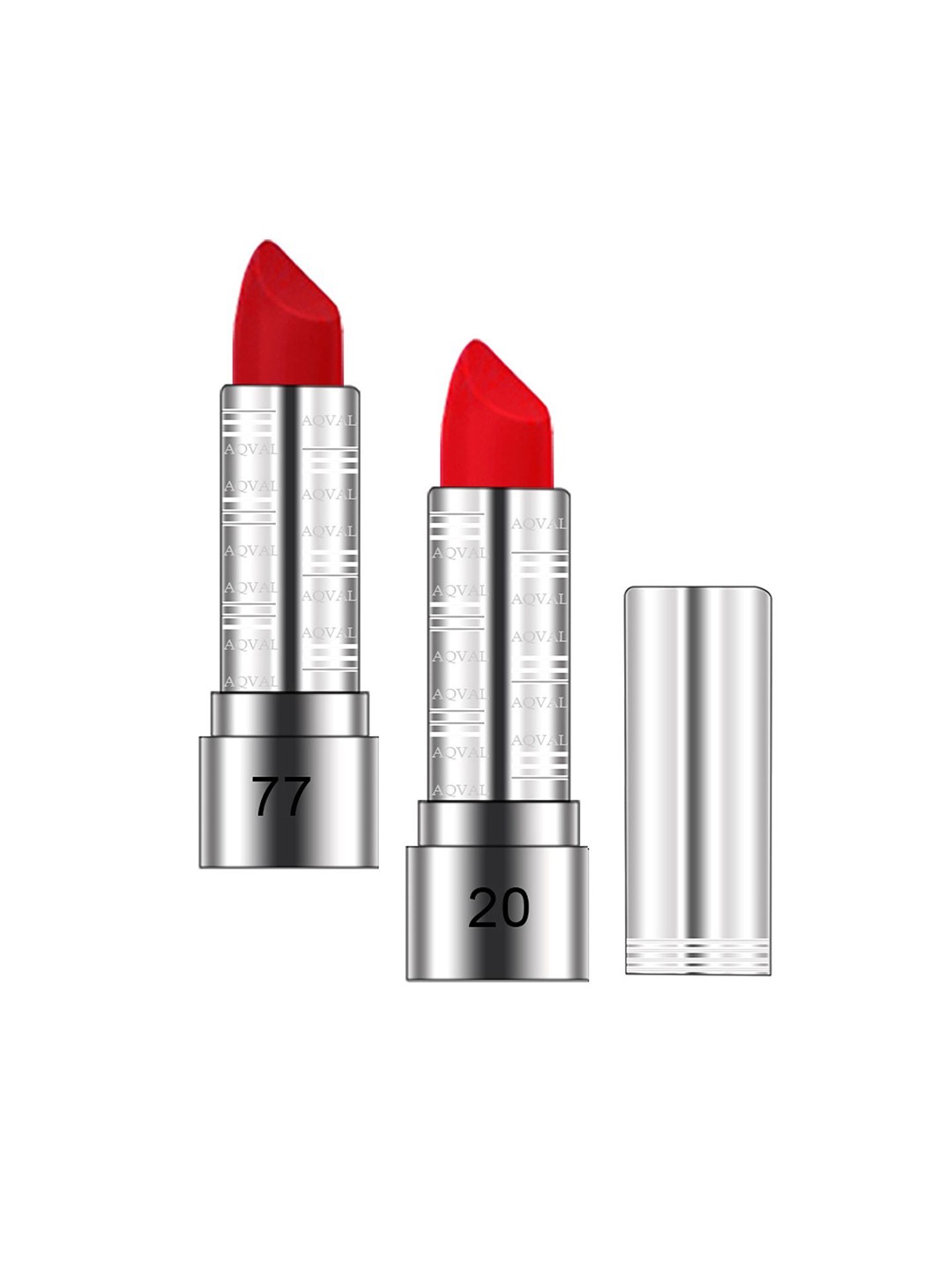

AQVAL Set Of 2 Long Lasting Bullet Matte Lipstick - 10 g Each - Shades 77 & 20, Red