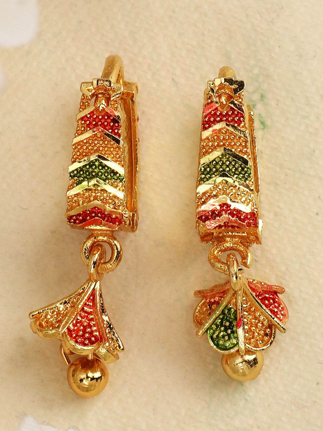 

MODE MANIA Gold-Plated Contemporary Jhumkas