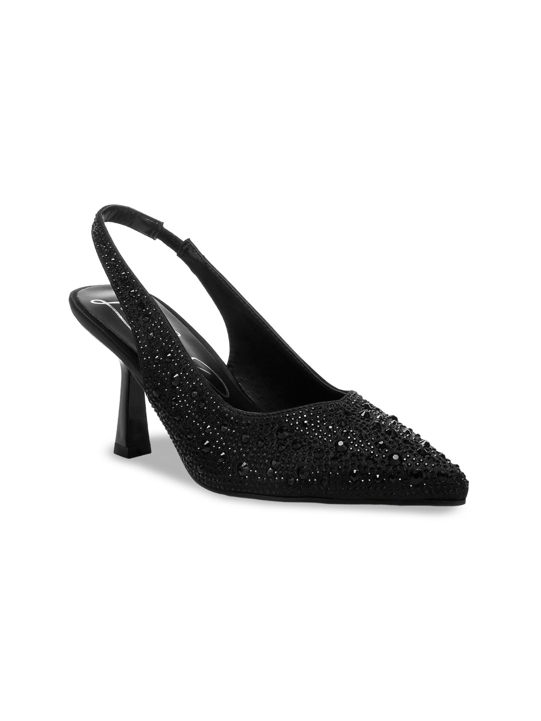 

London Rag Women Embellished Leather Slim Heels Mules, Black