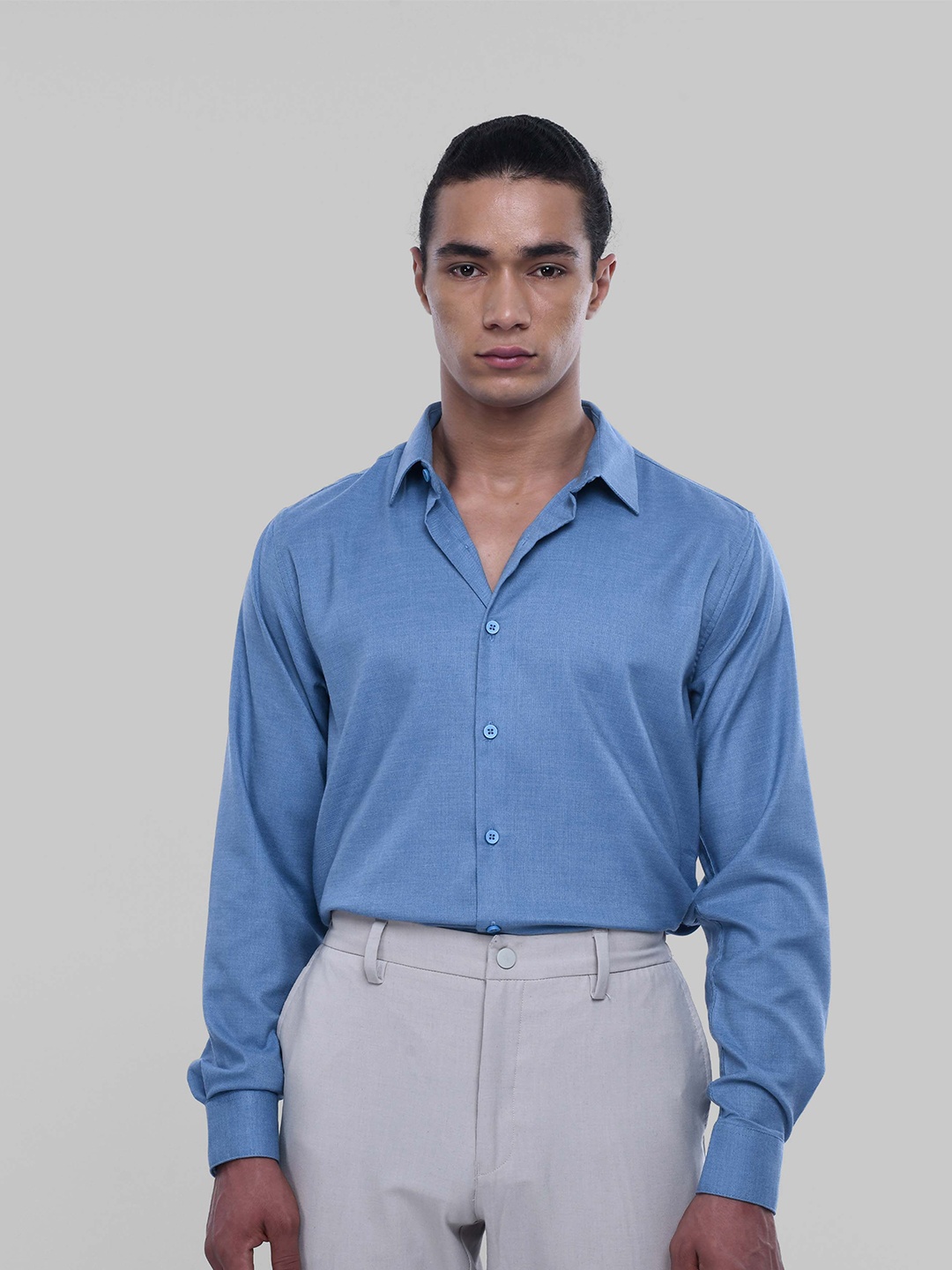 

Tailoraedge Men Cutaway Collar Solid Formal Shirt, Blue