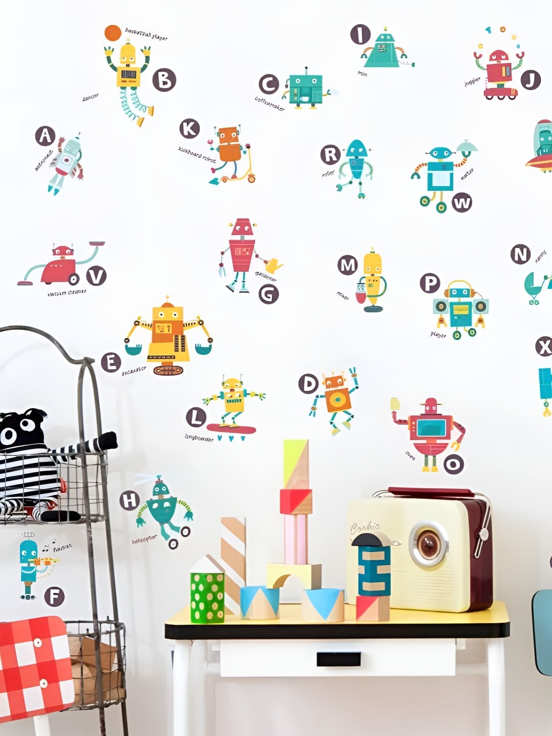 

Jaamso Royals Blue & Yellow Alphabet Robots Printed Self Adhesive Wall Sticker