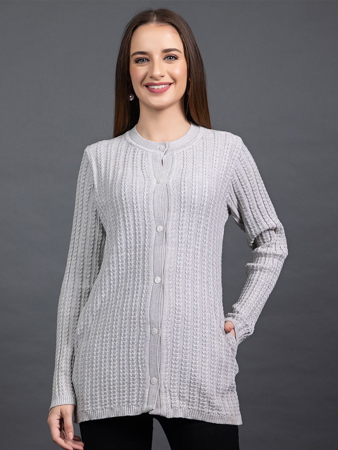 

Anouk Women Ribbed Cardigan, Grey