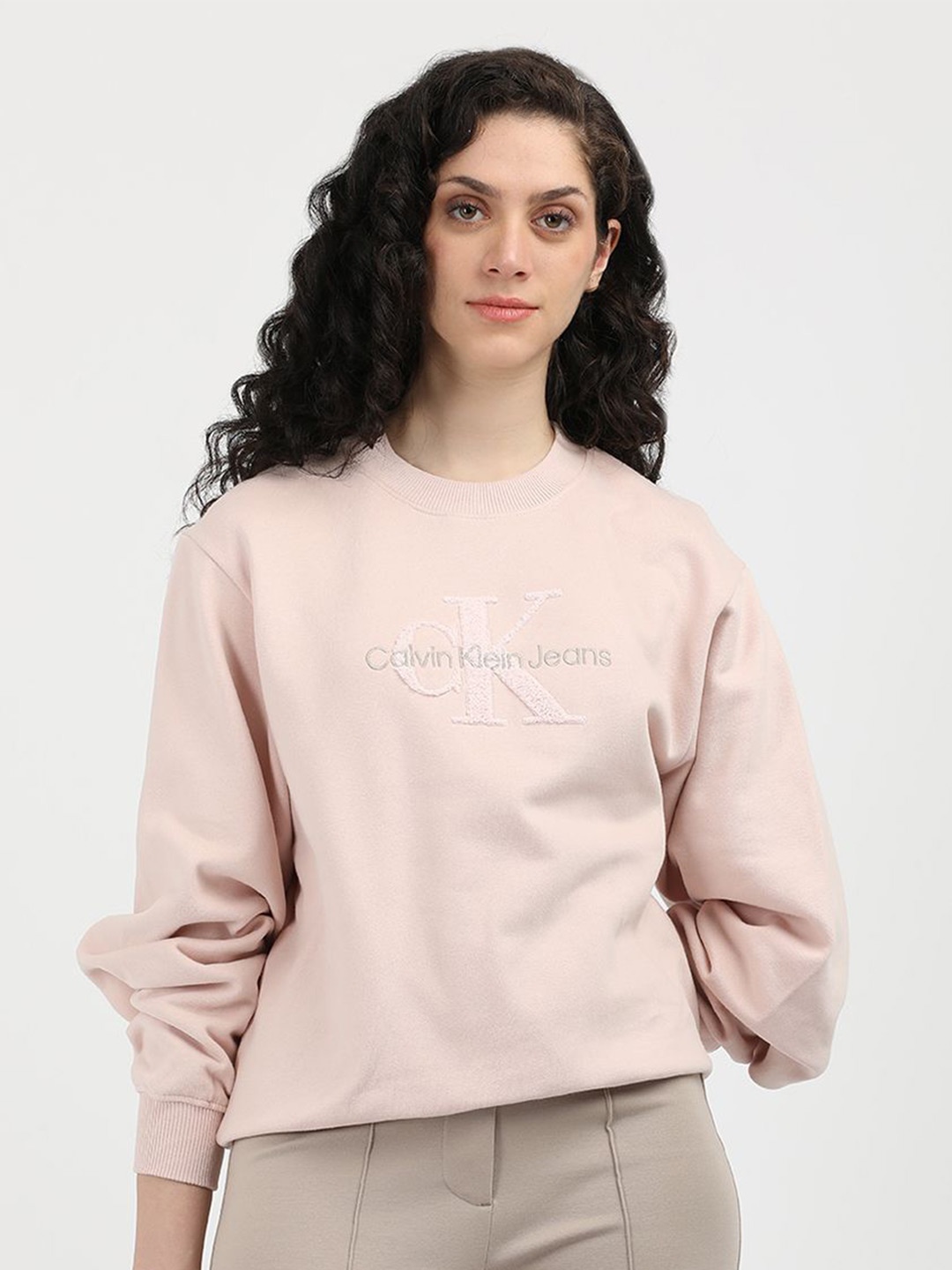 

Calvin Klein Jeans Women Typography Embroidered Sweatshirt, Pink