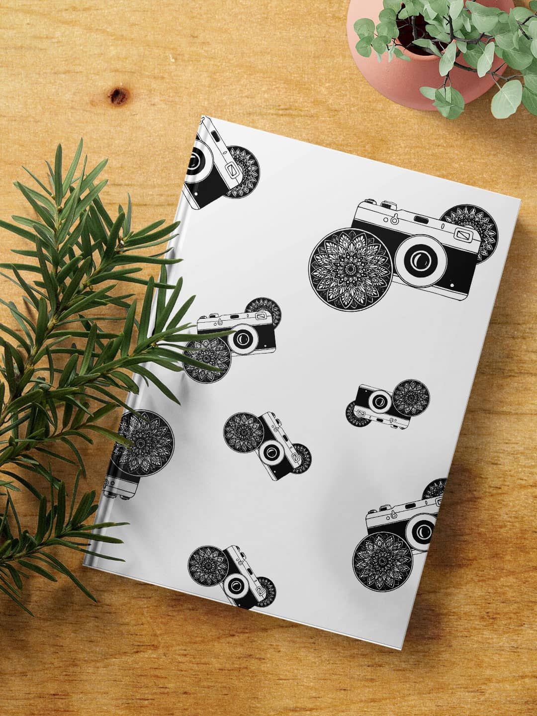 

macmerise Camera Pattern Printed A5 Ruled Notebook, White