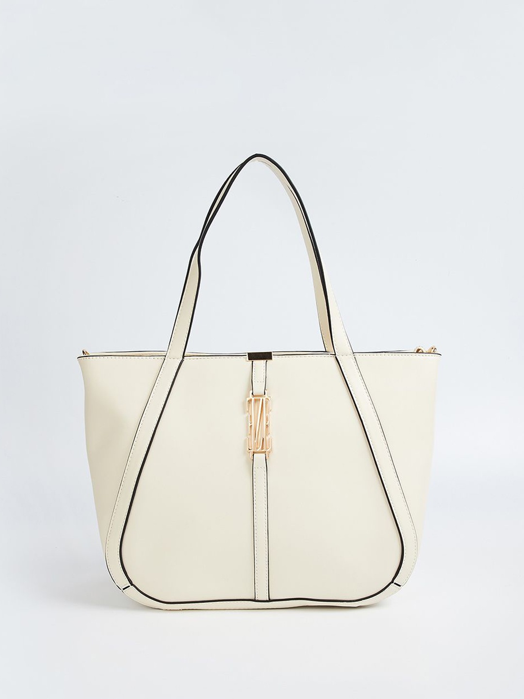 

ELLE PU Oversized Structured Shoulder Bag, Off white