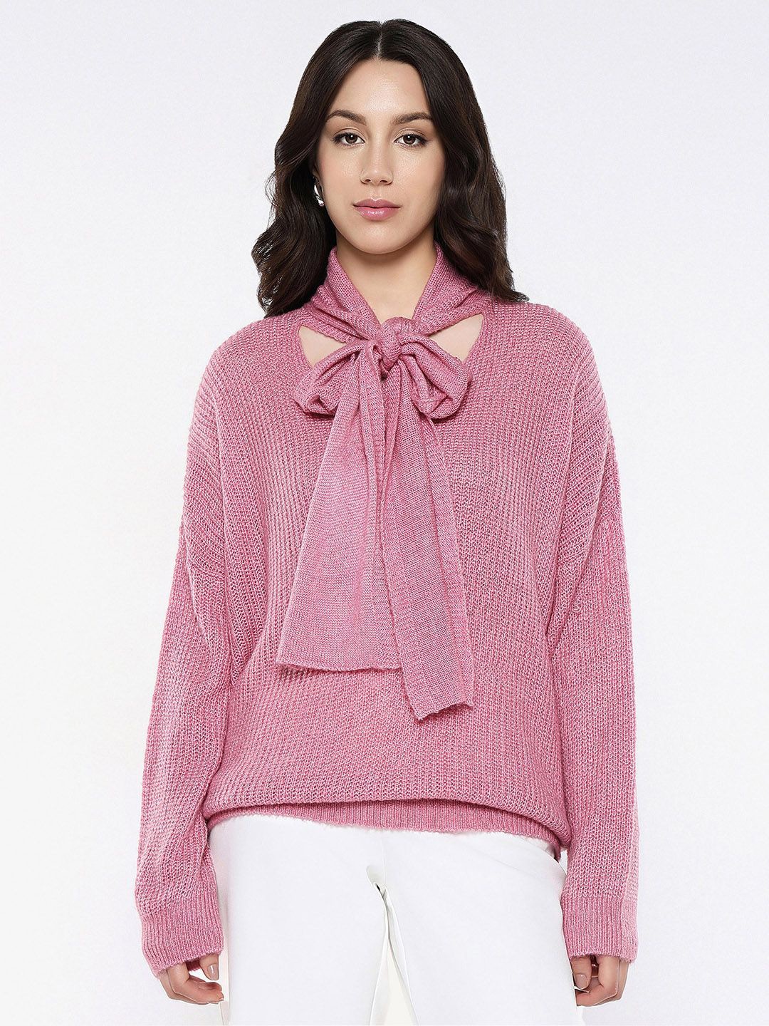

RAREISM Women Cable Knit Pullover, Pink