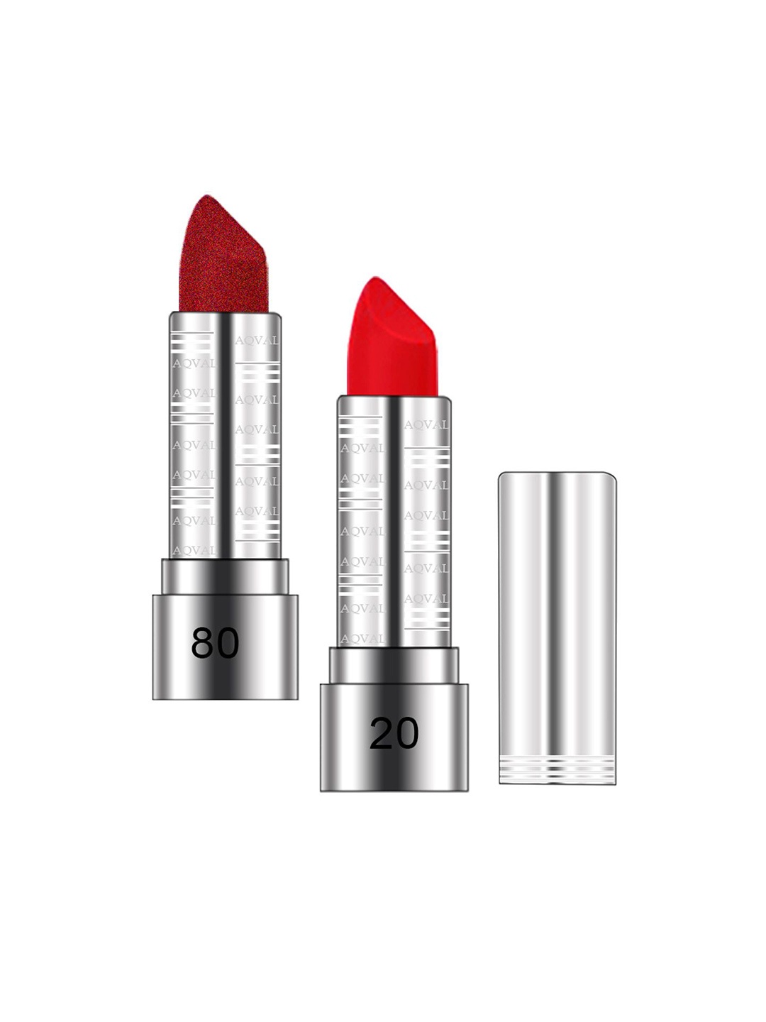 

AQVAL Set Of 2 Long Lasting Bullet Matte Lipstick - 10 g Each - Shades 80 & 20, Red