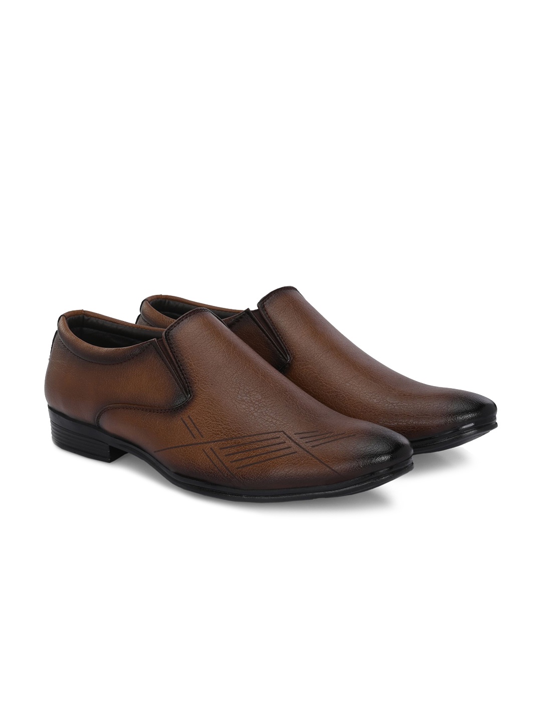 

Azzaro Black Men Round Toe Formal Slip-On Shoes, Tan