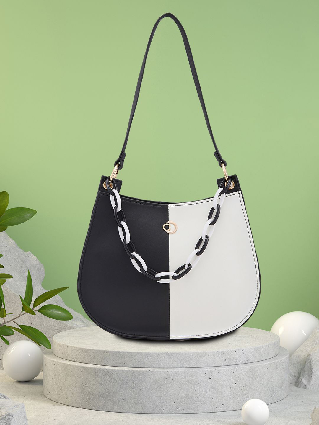 

Caprese Animal Structured Hobo Bag with Tasselled, Black